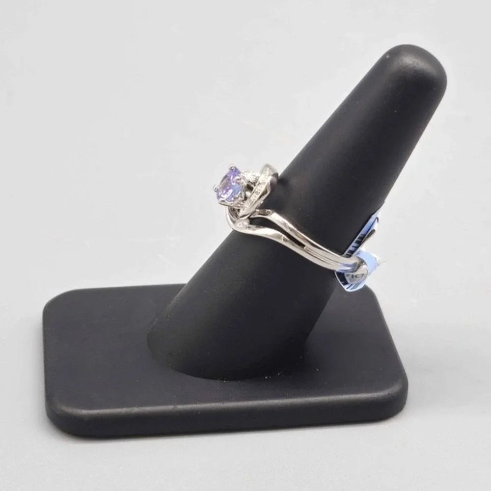 .925 SILVER DIAMOND & TANZANITE RING SIZE 7 4G (GNH022918)